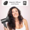 Hair Dryer, 160000 RPM Professional High Speed Ionic Blow Dryer for Fast Drying, 500 Millions Negative Ions Care & Heat-Control & Low Noise Hair dryer with Magnetic Diffuser and Nozzle, No Heat Damage