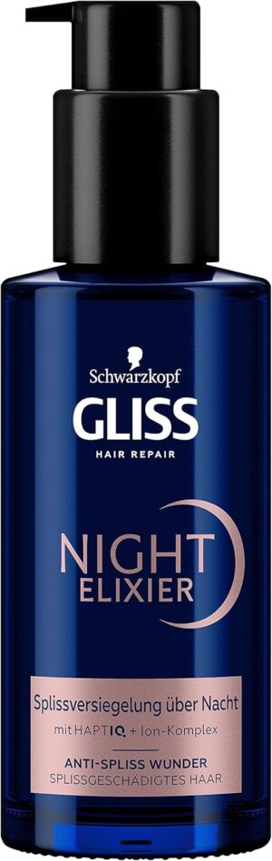 Gliss Night Elixir Anti-Split Ends Miracle (100 ml), Hair Serum Seals Split Ends During Sleep, Hair Care Repairs Hair Long-Lasting