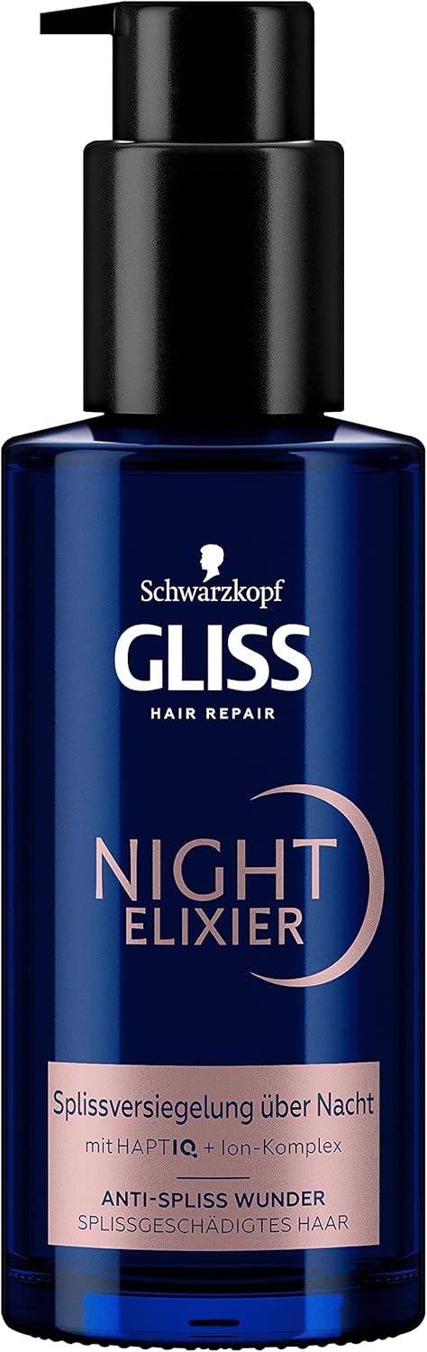 Gliss Night Elixir Anti-Split Ends Miracle (100 ml), Hair Serum Seals Split Ends During Sleep, Hair Care Repairs Hair Long-Lasting