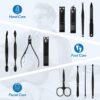 Manicure Set Nail Clippers Pedicure Kit -12PCS Stainless Steel Manicure Kit, Professional Grooming Kits, Nail Care Tools with Luxurious Travel Leather Case Gift Box (Blue, 12)
