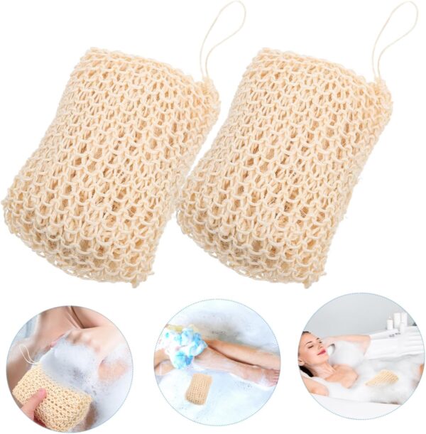 BELLIFFY 2 Pack Sisal Bath Scrubbers Shower Sponges Body Bath for Gentle Skincare