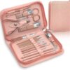 Manicure Set Professional Nail Clippers Kit Pedicure Care Tools with Zipped Bag for Women - 18 in 1 Grooming Tools Kit for Travel & Home（Rose Gold）
