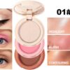 Erinde Mini Highlighter, Bronzer & Blush Powder Palette, Matte Shimmer Powder Makeup, Tiny Face Palette with Mirror All in One, Blendable, Travel Friendly, Cruelty Free, 3 Colours