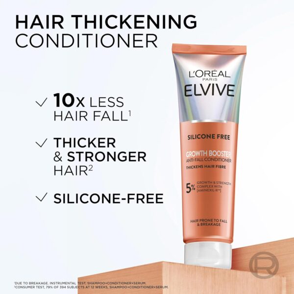 L'Oreal Paris ELVIVE Growth Booster Conditioner 150ml, Anti Hair Loss and Hair Thickening, with Aminexil & Niacinamide, Prevents & Reduces Hair Loss and Hair Thinning, Visibly Denser in up to 12 weeks