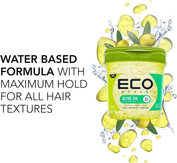 Eco Style Olive Oil Eco Styler Hair Gel, Hydrate and Style, Alcohol-Free, Green 236 ml (Pack of 1)