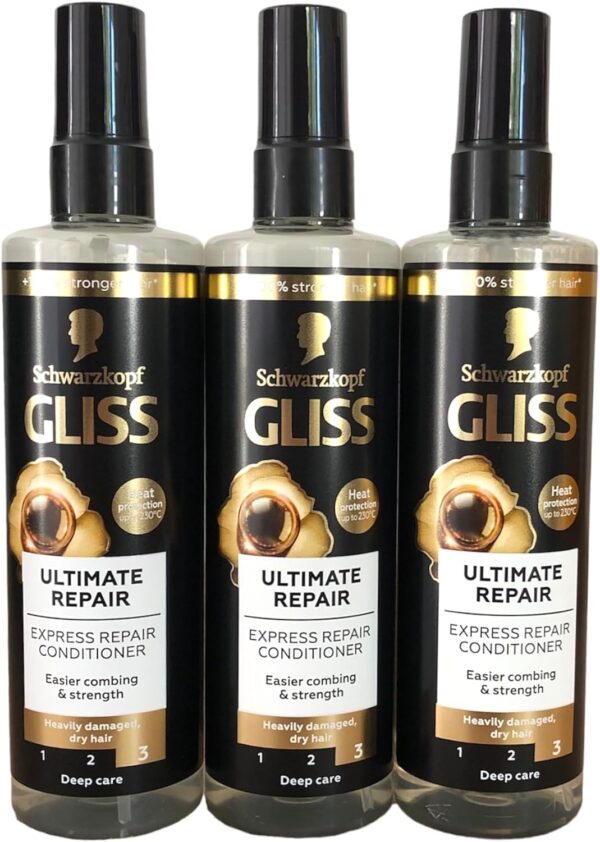 Gliss Express Ultimate Repair Conditioner Spray – 200 ml – For Very Damaged Hair – Schwarzkopf, Pack of 3