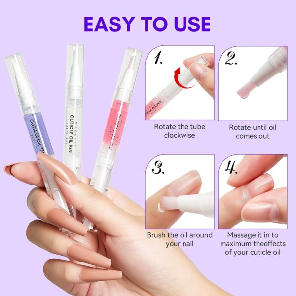 Makartt Cuticle Oil Pens - Nourishing Cuticle Oil for Nail Strengthener, Moisturizing, Natural Ingredients Nail Softener, Nail Oil Cuticle for Repairing Cracked and Dry, Ideal Cuticle Care Set 3PCS