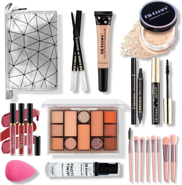 Makeup Sets For Girls Teenagers, All In One Makeup Kit, Makeup Gift Sets For Women With Makeup Storage Bag - Eyeshadow Palette Lip Glosses Concealer Primer Face Powder Mascara Eyebrow Pencil Eyeliner