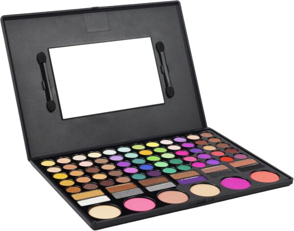 LaRoc 78 Shade Eyeshadow Palette - High Pigment Makeup Palette with Nude Eyeshadow, Powder Blush, Matte & Shimmer Shades - Gold to Black Eye Shadows, Applicators & Make Up Mirror