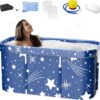 folconroad Portable Bath Adult, Double Foldable Bathtub, Soaking Standing Bath Tub for Adults Kids, Ideal for Hot Bath Ice Bath (Starry Blue)