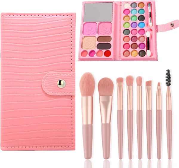 AYNKH Makeup Sets for Girls,33 Colors Children's Makeup Toys, Non-Toxic Kids Cosmetics with 8 Washable Brushes, Stage Performance Halloween Birthday Party Beauty Set Gift