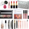 Proamate All in one Makeup Set, Cosmetic Make Up Starter Kit With Storage Bag Portable Travel Make Up Palette Eyeshadow Foundation Lip Gloss Makeup Gift Set for Teenage & Adults(Kit A001)