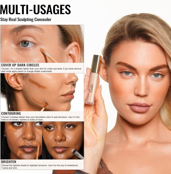 Oulac Concealer Full Coverage, Concealer for Under Eyes, Long Lasting Concealer, Multipurpose Make up Concealer, Moisturising & Hydrating Formula, Shade: W6 Honey 3.8 ml