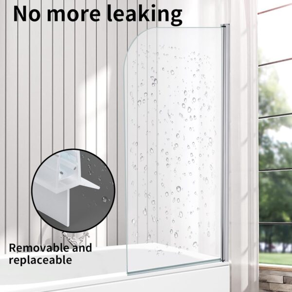 VeeBath Bath Screen Pivot Bath Shower Tempered Glass Screen Reversible Door Panel - 800 x 1400mm, Jade Round