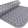 VELVETIO Bathtub Mat Non Slip - 70x38cm Medium Long Shower Mats Non Slip Anti Mould, Anti Slip Bath Mats with Suction Cups and Drain Holes, Machine Washable, Grey