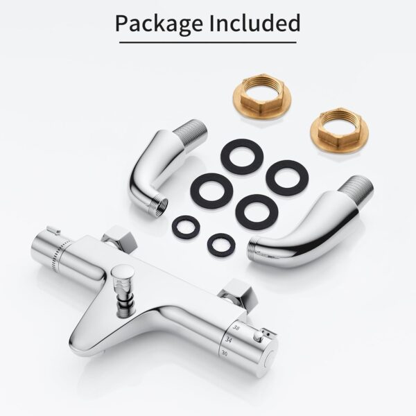 MORADO Thermostatic Bath Shower Mixer,Thermostatic Bath Mixer Tap,Bath Tap with Temperature Control,Solid Brass,Chrome Finished,Bathtub Mounted,(Bathtub Mounted)