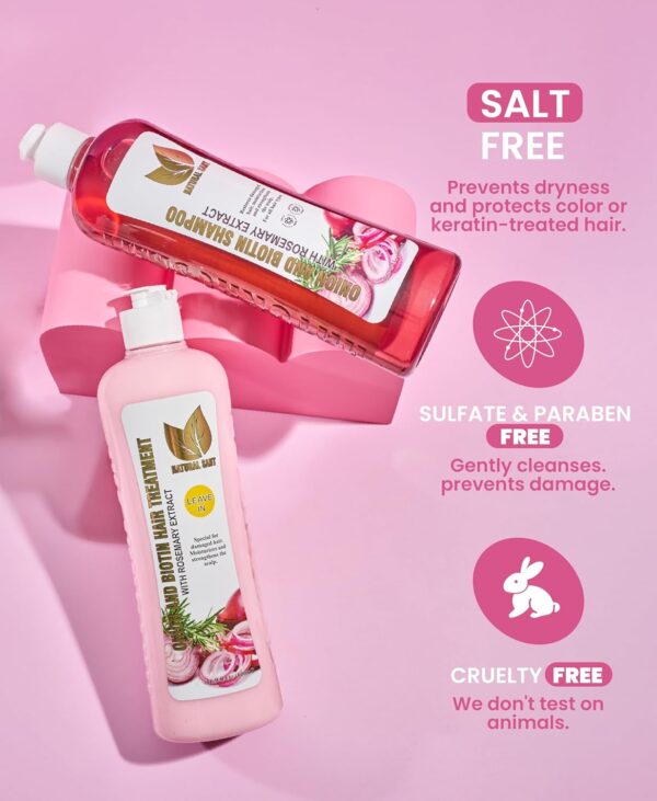 Onion Biotin and Rosemary Shampoo & Treatment Set for Stronger, Thicker and Longer Hair - Soft and Shine, Hair Loss and Thinning Hair, Growth Shampoo, Paraben Free, Silicone Free
