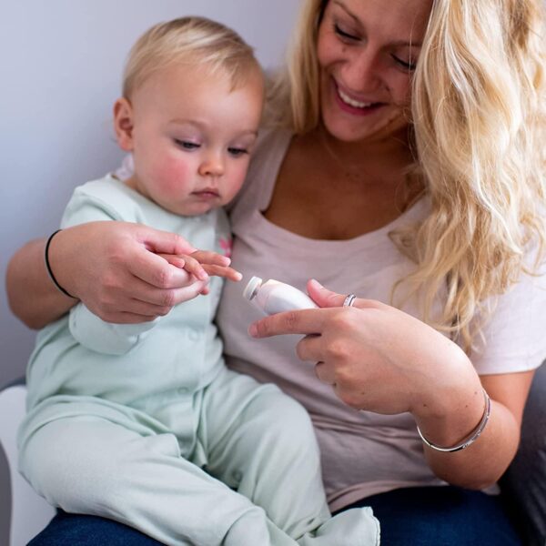 Tommee Tippee Electric Baby Nail File Trimmer, Battery-Powered Infant Nail Clipper with LED Light and Six Filing Heads for Baby and Adult Use