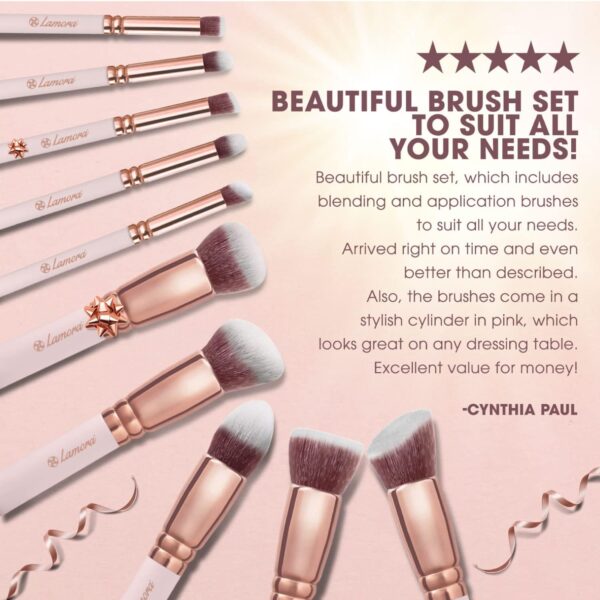 Kabuki Makeup Brush Set - For Foundation Powder Blush Concealer Contour - Perfect For Liquid, Cream or Mineral Products - 10 Pc Collection With Premium Synthetic Bristles For Eye and Face Cosmetic