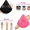 HEYMKGO Triangle Powder Puffs for Pressed Powder, 4 Pcs, Velvet Setting Makeup Sponge with Strap, Reusable Wet Dry Dual-use Face Make Up Cosmetics Cleansing Beauty Puff