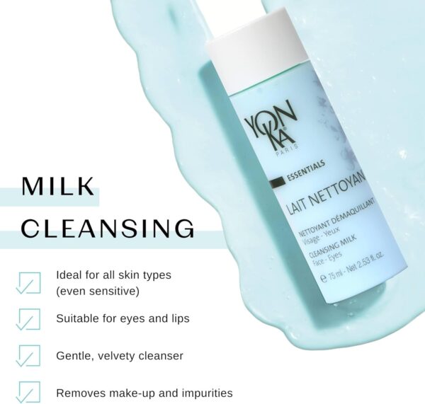 Cleansing Milk Yonka 75ml | 98% Natural Origin Gentle Makeup Remover Milk | Moisturises and Rebalances Skin | All Skin Types, Water Rinsing | Botanical Blend and Brown Algae (Travel Size)