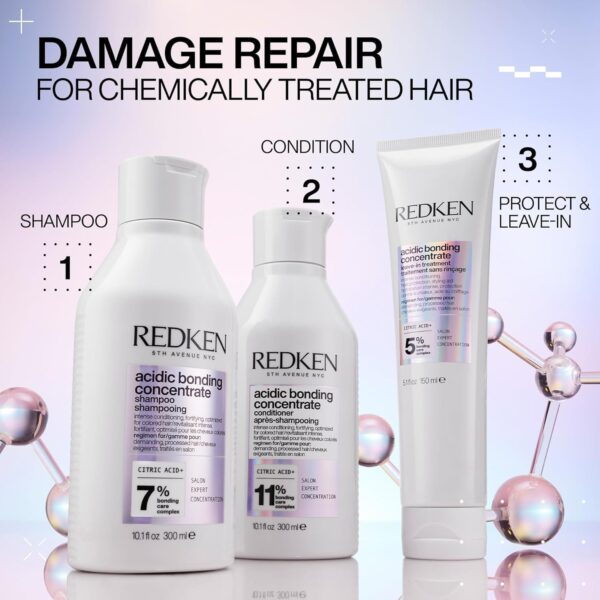 REDKEN Acidic Bonding Concentrate Leave-In Treatment, Bond Repair, Heat Protection, Adds Smoothness, Repairs and Protects, 150 ml