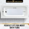 HITSLAM Non Slip Bath Mat for Tub, 101 x 40cm Extra Long Shower Mat Anti Mould, Machine Washable Bathroom Bathtub Mat with Suction Cups and Drain Holes, Soft on Feet, White