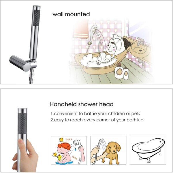 Hapilife Bath Mixer Taps Waterfall with Handheld Shower Head Bathroom Bathtub Tap with Shower Attachment Deck Mount Chrome Brass Tub Taps Monobloc Dual Lever