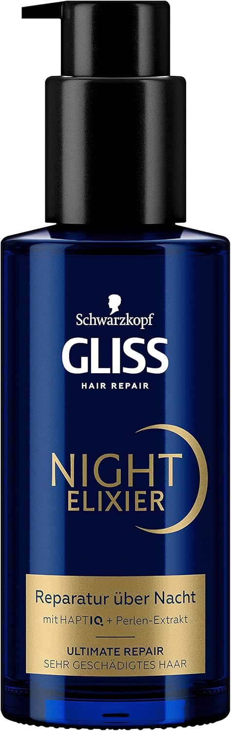Gliss Night Elixir Ultimate Repair (100 ml), Hair Serum Regenerates Damaged Hair During Sleep, Hair Care Leaves Soft & Regenerated Hair Overnight