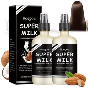 2Pcs Super Milk Conditioning Hair Primer, Supermilk Lush Hair Primer Conditioner, Super Milk Hair Conditioner Spray, Hydrating & Moisturizing Smooth Hair Care