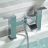 Luckyhome Bath Taps with Shower,Waterfall Bathroom Bathtub Mixer tap Chrome Brass Dual Lever Tap with Handheld Shower Head
