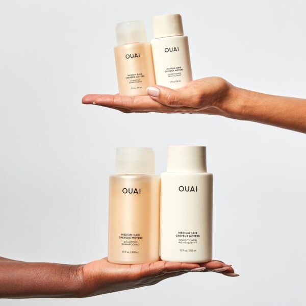OUAI Medium Conditioner Travel Size - Hydrating Hair Conditioner with Coconut Oil, Babassu Oil, and Keratin - Strengthens, Repairs and Adds Shine - Paraben and Phthalate Free Hair Care Products - 89ml