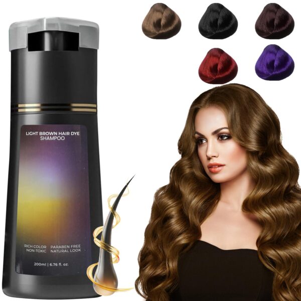 Hair Dye Shampoo, Hair Color,Hair Care Instant Dye Shampoo, Natural Hair Color Shampoo for Gray Hair Coverage (Light Brown)