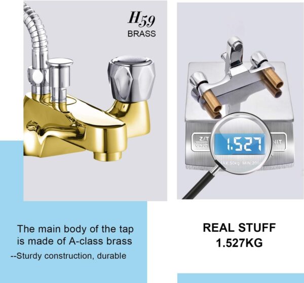 Hapilife Bathroom Bath Taps with Shower Attachment Mixers Chrome Brass Bath and Shower Taps