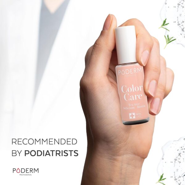 PODERM - FUNGAL NAIL INFECTIONS - Powder Pink nail varnish TEA TREE - Prevention & Treatment of Nails Yellowed/Damaged by FUNGAL INFECTIONS - TREATS & COLOURS - foot/hand treatment - Swiss Made