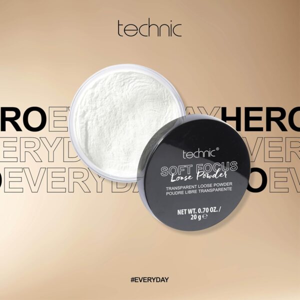 Technic Soft Focus Translucent Loose Powder - Silky & Lightweight Matte Fixing Face Powder - Absorb Oil, Remove Shine, Set Makeup And Hide Imperfections & Fine Lines - 20g