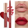 12 Pcs Liquid Lipstick Lipliner Set Nude Lipliner Matte Lipstick Long Lasting Non-Fading Waterproof Lip Glosses Makeup Set Gift For Women (Set C)