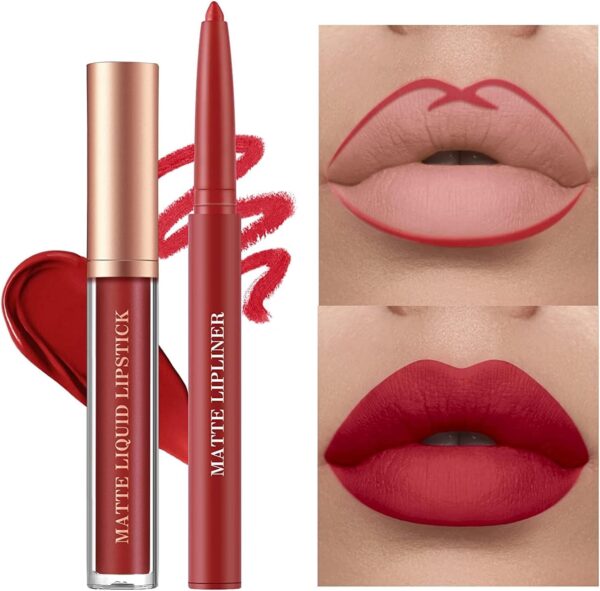 12 Pcs Liquid Lipstick Lipliner Set Nude Lipliner Matte Lipstick Long Lasting Non-Fading Waterproof Lip Glosses Makeup Set Gift For Women (Set C)