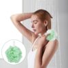 2-In-1 Bath Sponge, Shower Puff Loofah Shower Puff Loofah Sponge Bath Scrunchies Scrubbing and Cleaning - Body Scrubbers for Use In Shower for Men Women Bath Supplies (Green）