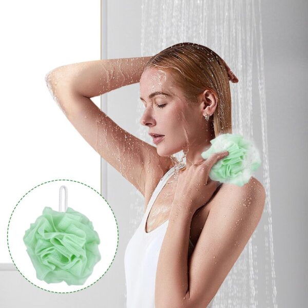 2-In-1 Bath Sponge, Shower Puff Loofah Shower Puff Loofah Sponge Bath Scrunchies Scrubbing and Cleaning - Body Scrubbers for Use In Shower for Men Women Bath Supplies (Green）