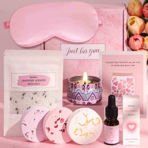 71y4Lzi4usL._AC_SL1500_.jpg Pamper Gifts For Women, Birthday Pamper Hamper Mum Self Care Gift Set Relaxation Bath Gift Care Package For Her, Shower Steamers for Women Gifts Pamper Kit Shower Bombs Gift For Best Friend Girls Wife