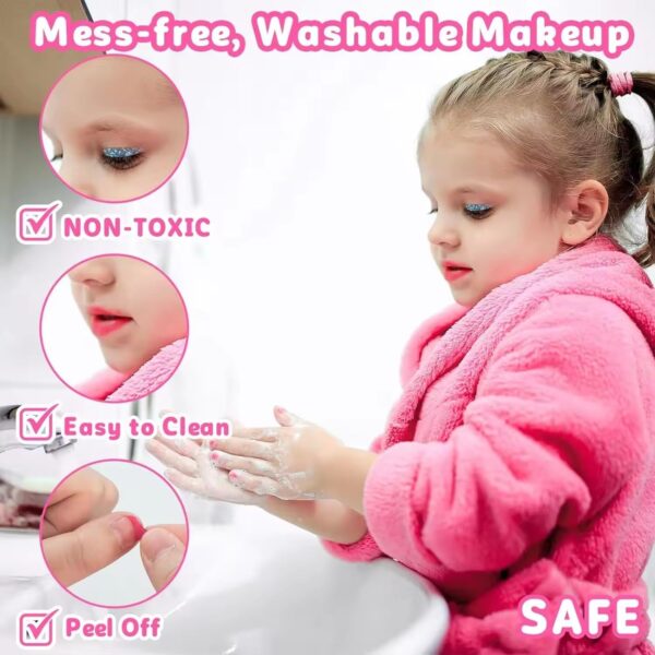 Kids Makeup Sets For Girls, 48pcs Washable Make Up Set with Glitter Lipstick, Eye Shadow, Costume Accessories, Childrens Games Toy Presents for Christmas Birthday, 3-12 Year Old Girls Gift (48)