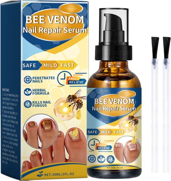Nail Growth Bee Venom Treatment Serum, Nail Strengthener Cuticle, Foot Care Soothing Serum for Athletes Foot, Thick Toe Care 30ml
