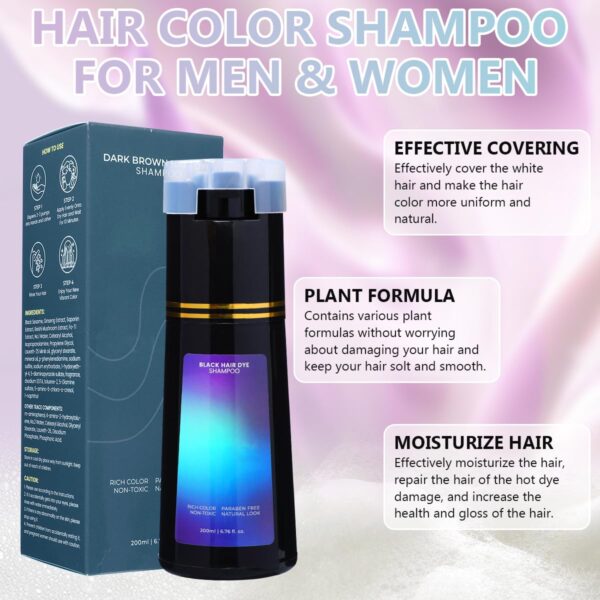 Polar Hair Dye Shampoo, Polar Hair Care, Polar Hair Care Instant Dye Shampoo, Natural Hair Color Shampoo for Gray Hair Coverage, Suitable for Women & Men (Light Brown)