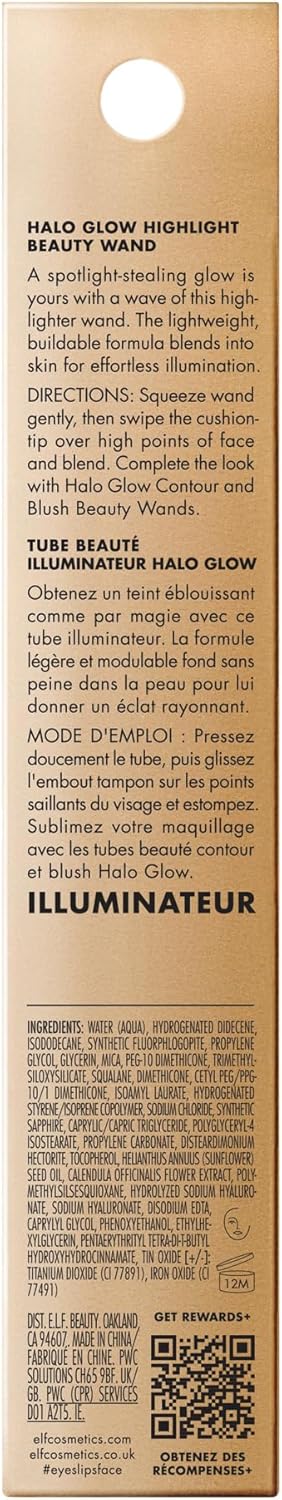 e.l.f. Halo Glow Highlight Beauty Wand, Liquid Highlighter Wand For Luminous, Glowing Skin, Buildable Formula, Vegan & Cruelty-free, Champagne Campaign