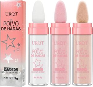 3 Pack Polvo De Hadas Fairy Highlighter Patting Powder Face Body Glitter Shimmer Brightens Blusher Waterproof Smooth Highlighter Festival Party Makeup (Set A)