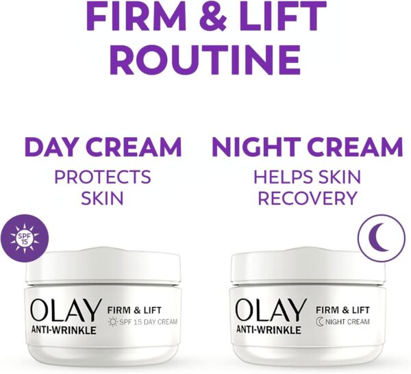 71ydYCDYGOL._AC_SL1500_.jpg Olay Anti-Wrinkle Firm & Lift Giftset: SPF15 Day Face Cream 50ml + Night Cream Moisturiser 50ml, Anti-Ageing Skin Care