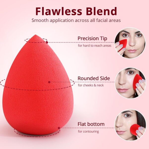 BEAKEY Makeup Sponges 5 Pcs, Non-Latex, Blender Beauty Soft Foundation Sponge, High Density Makeup Sponge for Foundation, Liquid, Creams and Powders (Multi-Color)