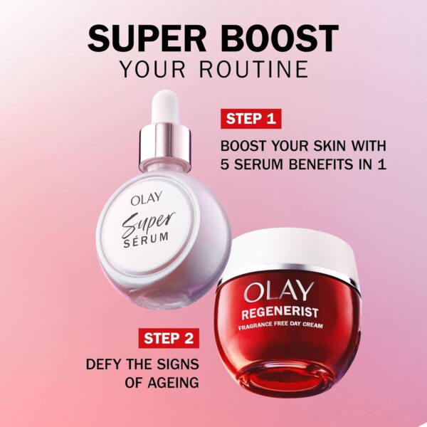 71yvBfT9ZCL._AC_SL1500_.jpg Olay Regenerist Day Face Cream, Anti-Wrinkle + Active Firming Skincare Moisturiser, Anti-Ageing Niacinamide and Peptides, Renews, Firms and Hydrates, Non-greasy, Fragrance Free 50ml