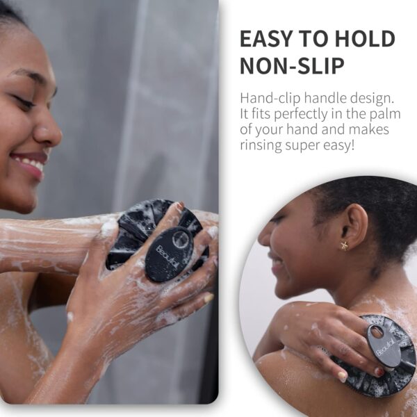 BEAUTAIL Silicone Body Scrubber Shower Bath Brush, More Hygienic Than Traditional Loofah, Lather Nicely, Long Lasting, Gentle Exfoliating for Women Men Baby Sensitive Skin, 1 Pack, Black